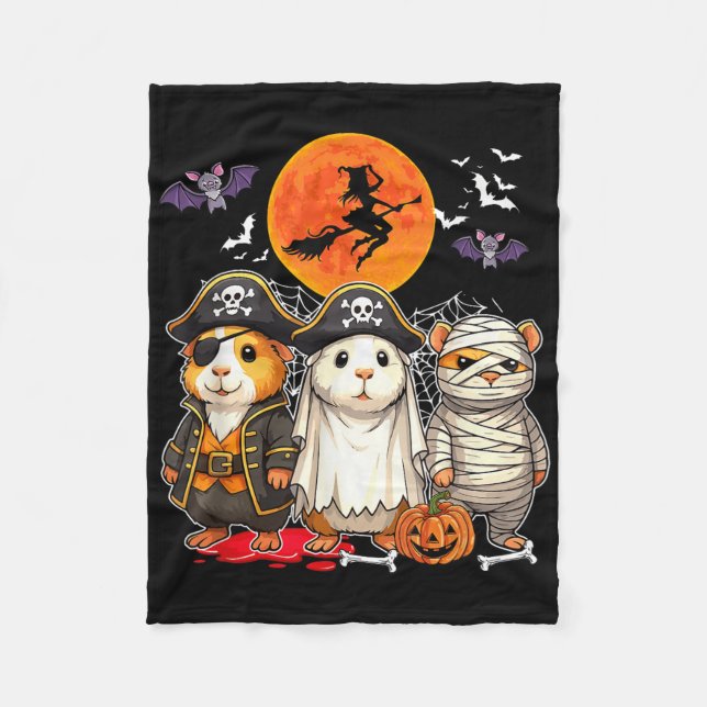 Three Funny Guinea Pigs Costume Pirate Boo Mummy H Fleece Blanket (Front)