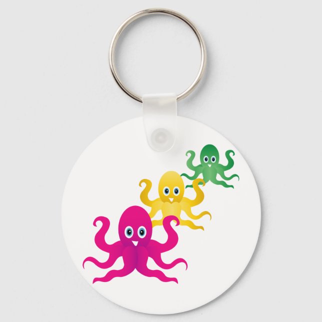 Three funny octopies key ring (Front)