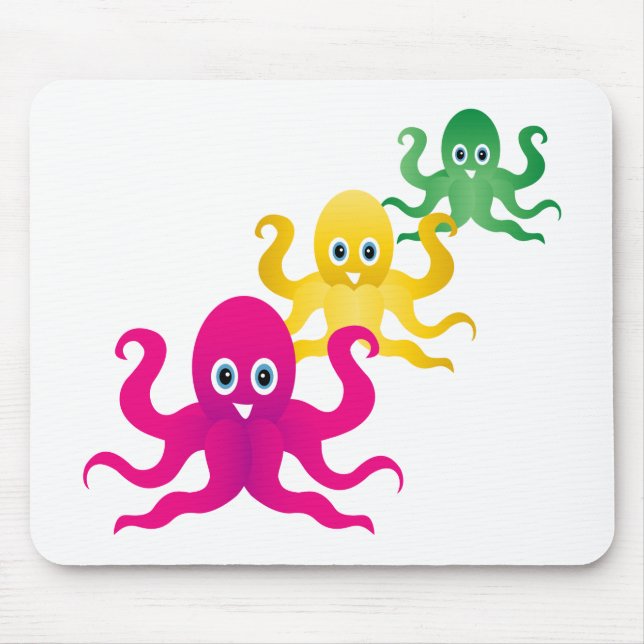 Three funny octopies mouse mat (Front)