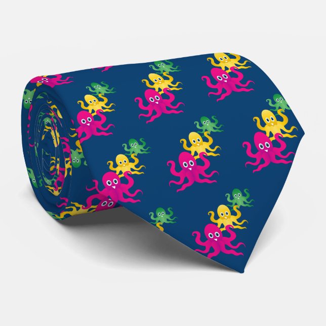 Three funny octopies tie (Rolled)
