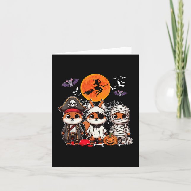 Three Funny Squirrels Costume Pirate Boo Mummy Hal Card (Front)