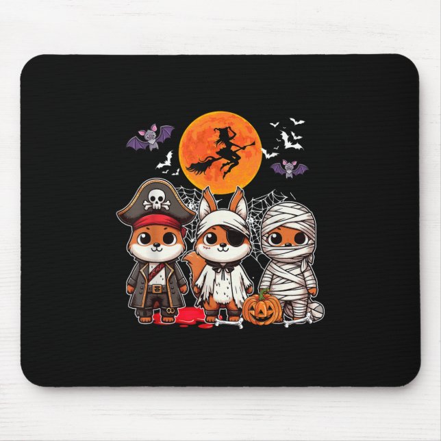 Three Funny Squirrels Costume Pirate Boo Mummy Hal Mouse Mat (Front)