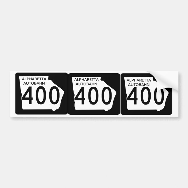 THREE GA 400 "Alpharetta Autobahn" Bumper Sticker (Front)