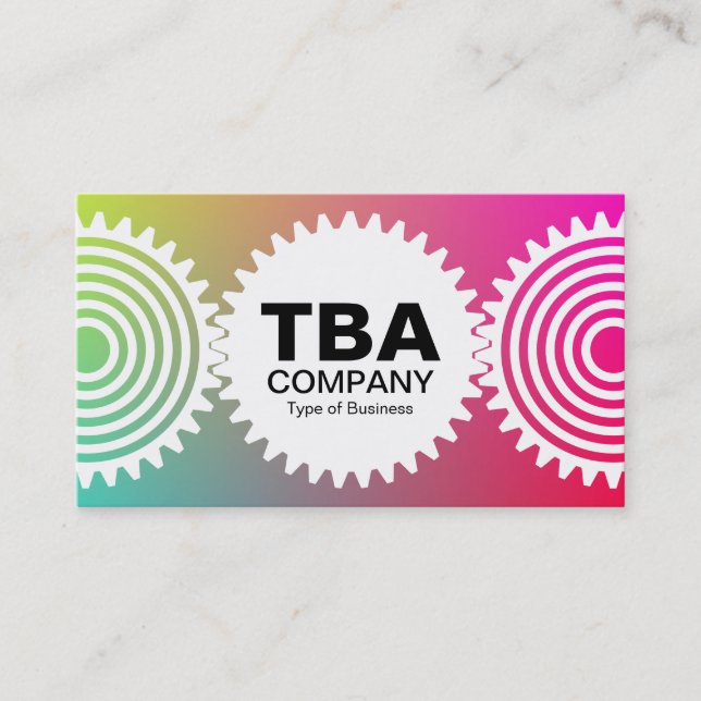 Three Gears v3 - Gradient Y,M,B,R, Business Card (Front)