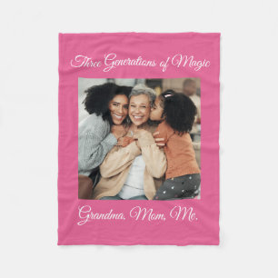 Three Generations of Love Grandma, Mom, Me Photo Fleece Blanket