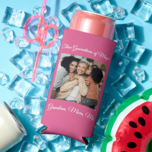 Three Generations of Love Grandma, Mom, Me Photo Seltzer Can Cooler