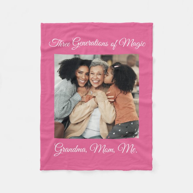 Three Generations of Love Grandma, Mum, Me Photo Fleece Blanket (Front)