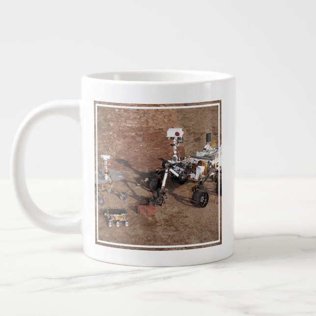 Three Generations Of Mars Rovers. Large Coffee Mug (Left)