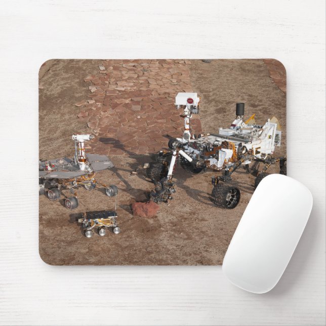 Three Generations Of Mars Rovers. Mouse Mat (With Mouse)