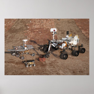 Three Generations Of Mars Rovers. Poster