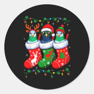 Three Geon In Christmas Socks Matching Xmas Pajama Classic Round Sticker