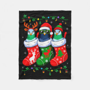 Three Geon In Christmas Socks Matching Xmas Pajama Fleece Blanket