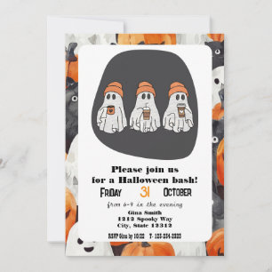 Three Ghost Halloween Bash Party Invitation
