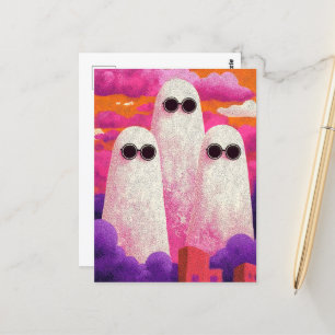 Three Ghosts in Sunglasses in the Clouds Postcard
