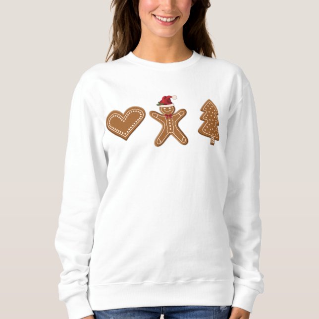 Three Gingerbread Christmas Cookie Shapes Sweatshirt (Front)