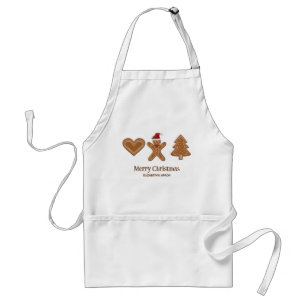 Three Gingerbread Christmas Cookie Shapes & Text Standard Apron