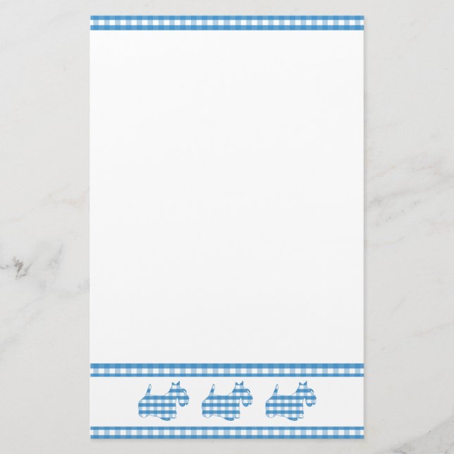 Three Gingham Scottie Dogs Stationery (Front)