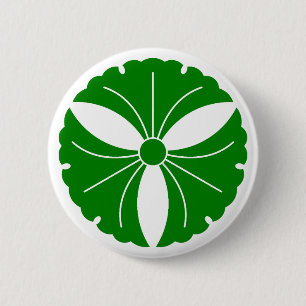 Three ginkgo leaves 6 cm round badge