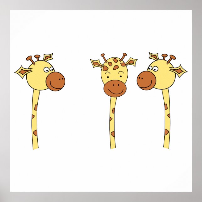 Three Giraffes Cartoon. Poster (Front)