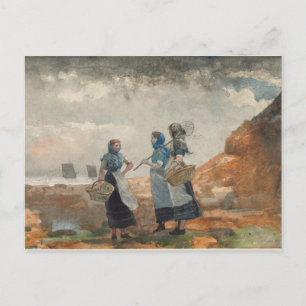 Three Girls Fishing Postcard