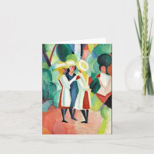 Three Girls in Yellow Straw Hats Holiday Card