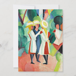 Three Girls in Yellow Straw Hats Holiday Card