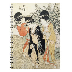 Three girls paddling in a river, from the 'Fashion Notebook