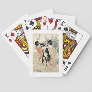 Three girls paddling in a river, from the 'Fashion Playing Cards