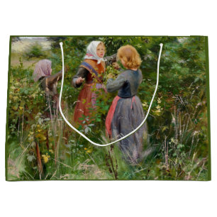 Three Girls Picking Blackberries (by Brendekilde) Large Gift Bag
