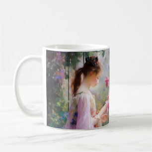 Three girls playing in a garden coffee mug