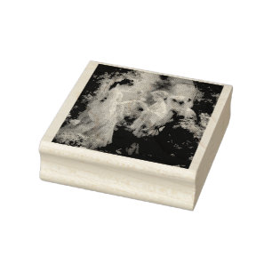 Three girls playing in a garden rubber stamp