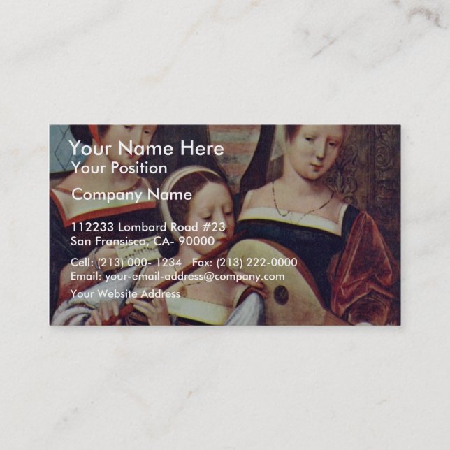 Three Girls Playing Musical Instruments By Meister Business Card (Front)