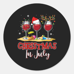 Three Gl Of Red Wine Funny Drinker Christmas In Ju Classic Round Sticker