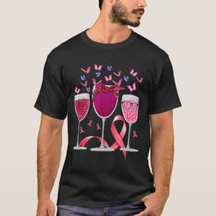 Three Gl Wine Breast Cancer Awareness Pink Ribbon T-Shirt