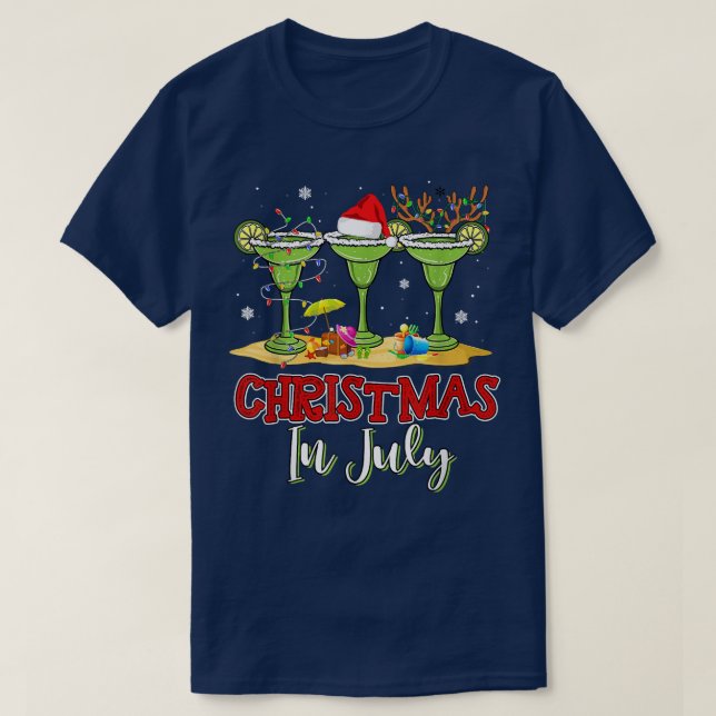 Three Glass Of Margarita Funny Drink Christmas in  T-Shirt (Design Front)