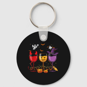 Three Glasses of Wines Funny Halloween Wine Lover Key Ring