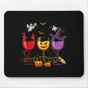 Three Glasses of Wines Funny Halloween Wine Lover Mouse Mat