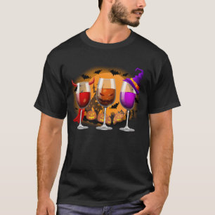 Three Glasses Of Wines Halloween Wine T-Shirt