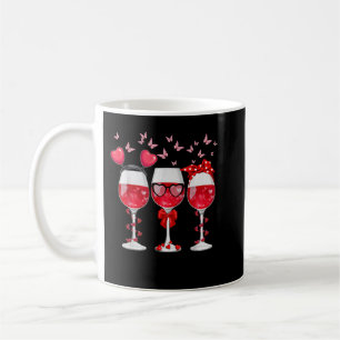 Three Glasses Wine Heart Funny Couple Valentines D Coffee Mug