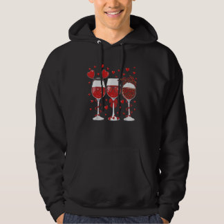 Three Glasses Wine Heart Red Leopard Love Valentin Hoodie