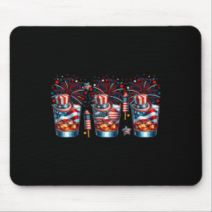 Three Gles Of Bourbon Funny Drinker Patriotic 4th  Mouse Mat