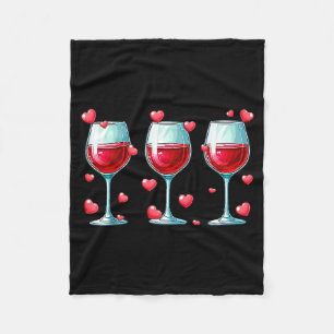 Three Gles Of Wine Valentine's Day Couple Funny Dr Fleece Blanket