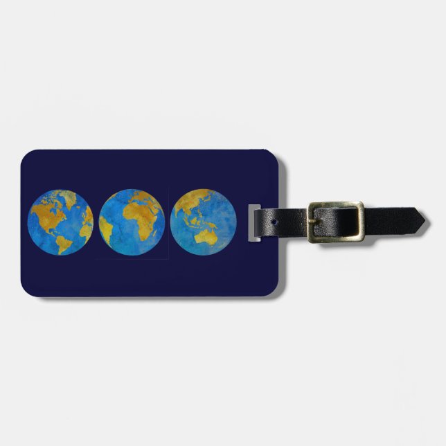Three Globes Luggage Tag (Front Horizontal)