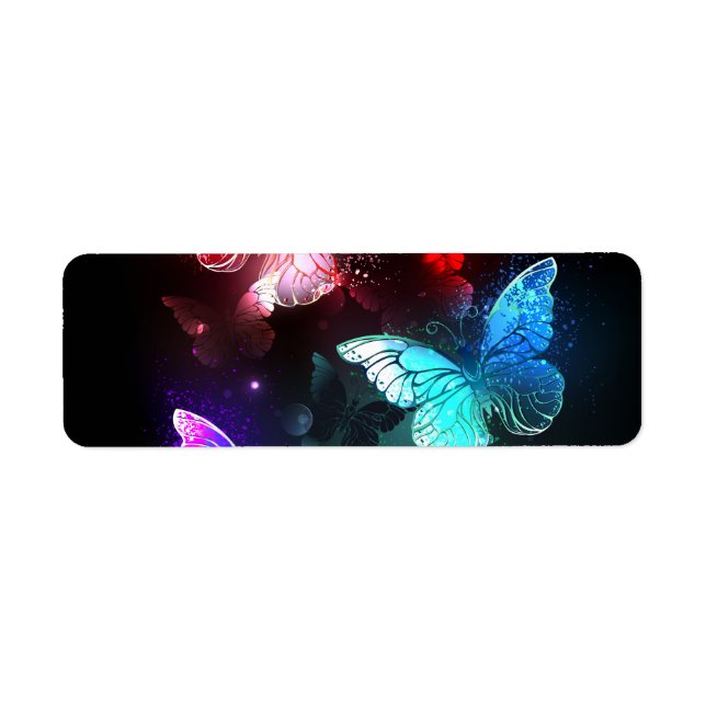 Three Glowing Butterflies on night background (Front)
