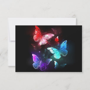 Three Glowing Butterflies on night background Advice Card