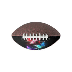 Three Glowing Butterflies on night background American Football