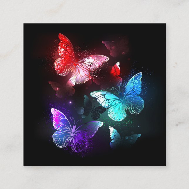 Three Glowing Butterflies on night background Appointment Card (Front)
