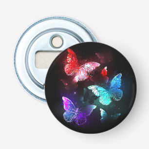 Three Glowing Butterflies on night background Bottle Opener