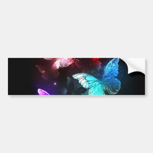 Three Glowing Butterflies on night background Bumper Sticker