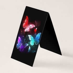 Three Glowing Butterflies on night background Business Card